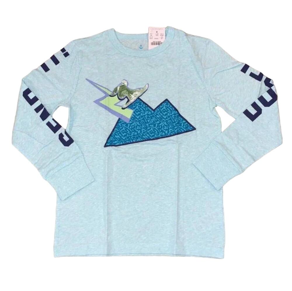 NWT J. Crew Boys' Blue/Teal Long Sleeve Snowboard Dude Tee - SIZE 4-5